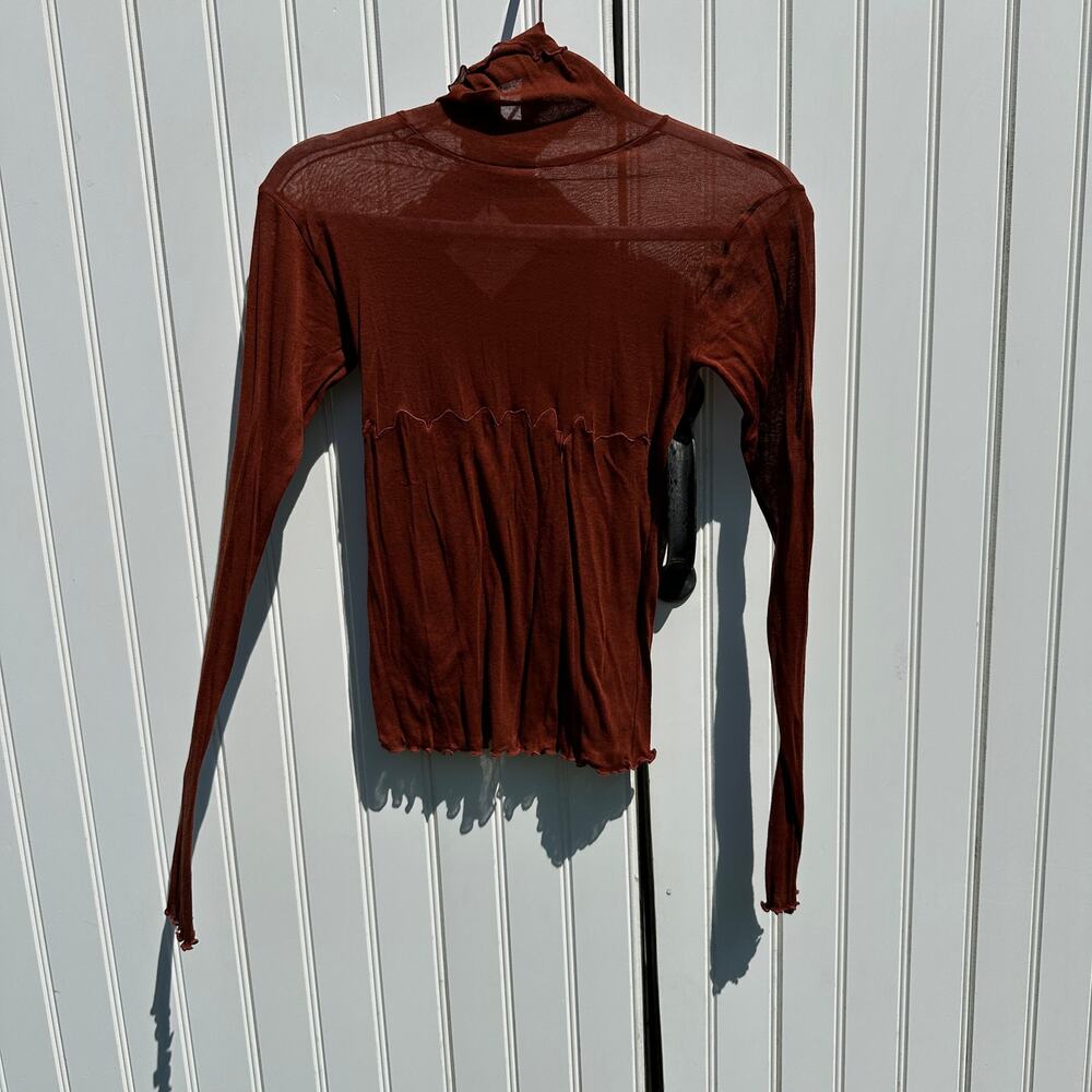 Baserange Tabbys Star Long Sleeve Turtleneck Tee Shirt Medium Burned Pomegranate - Picture 2 of 16